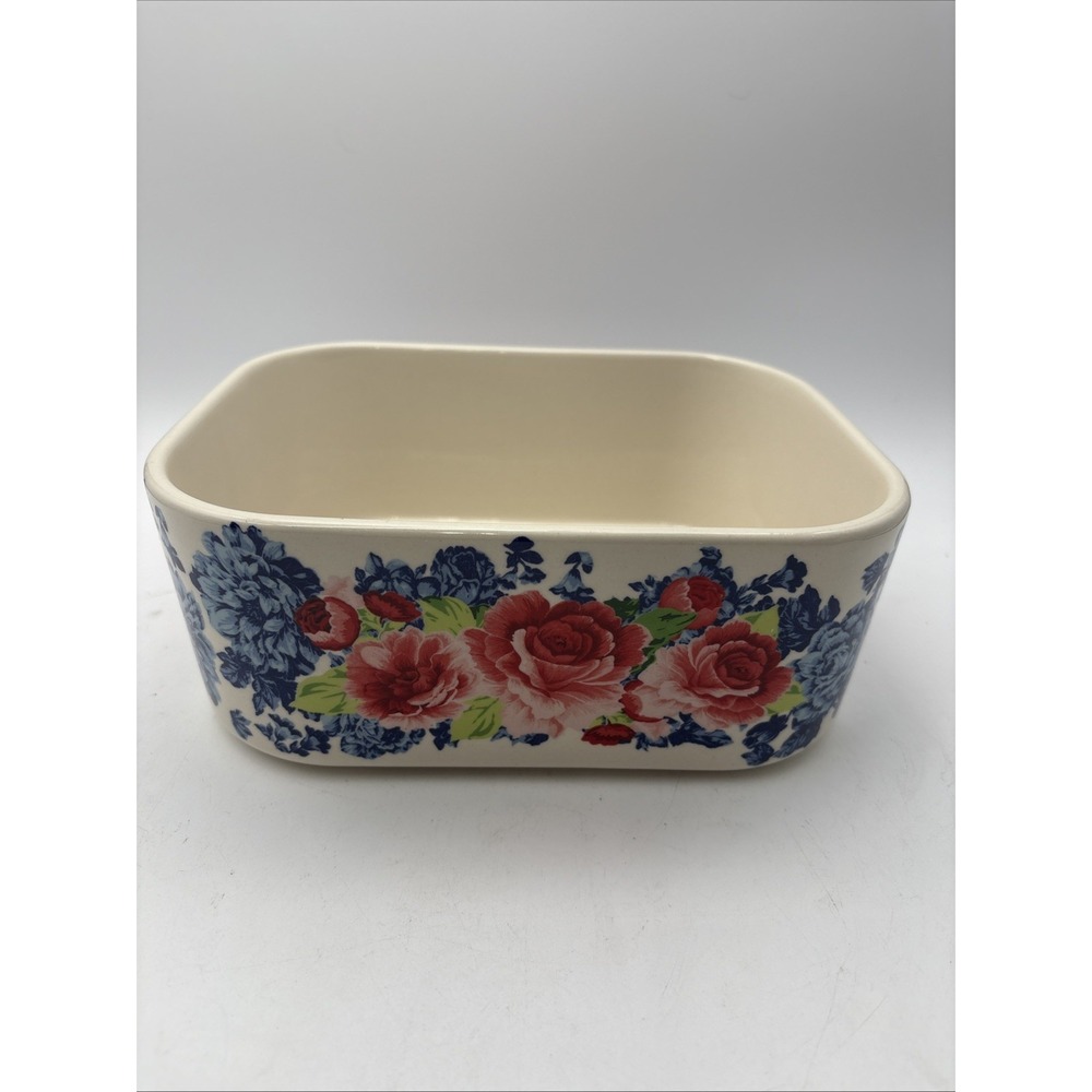 Pioneer Woman Sweet Rose Ceramic Casserole Dish 8 5/8 X 7 X 3 3/8” T